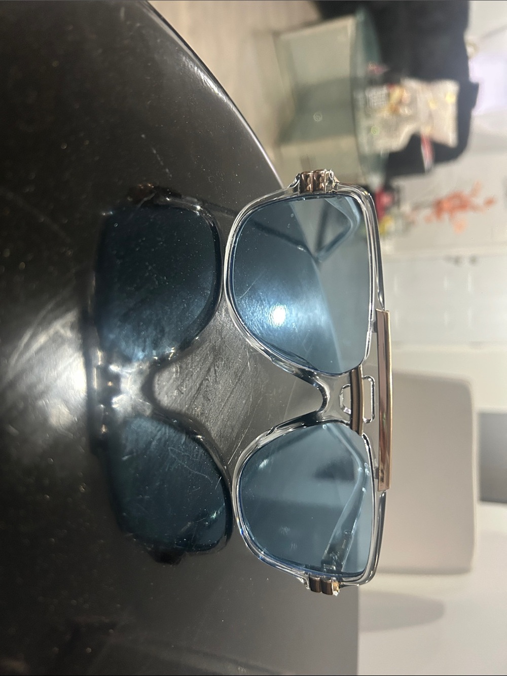 Men's Blue Lens Metal Frame Sunglasses